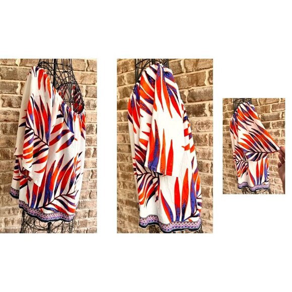 Lascada On Off Shoulder Top Size 12 14  White Festive Leaves Boho Hippie… - Picture 6 of 12